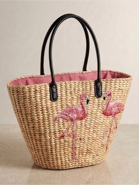 BRAND NEW RARE J. CREW FLAMINGO MARKET TOTE